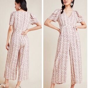 Anthropologie Lisette Snakeskin Print Wide Leg Jumpsuit Size XL NWT